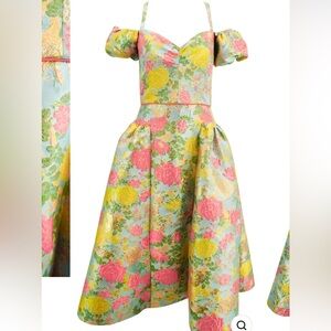 MARKARIAN JACKIE MIDI DRESS IN METALLIC FLORAL